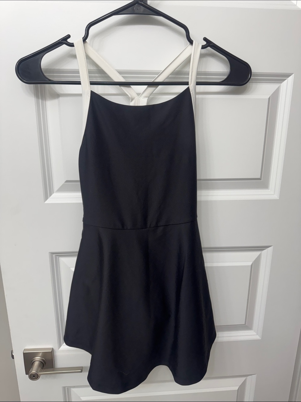 Old Navy Black Swimdress with White Cross-Back Straps